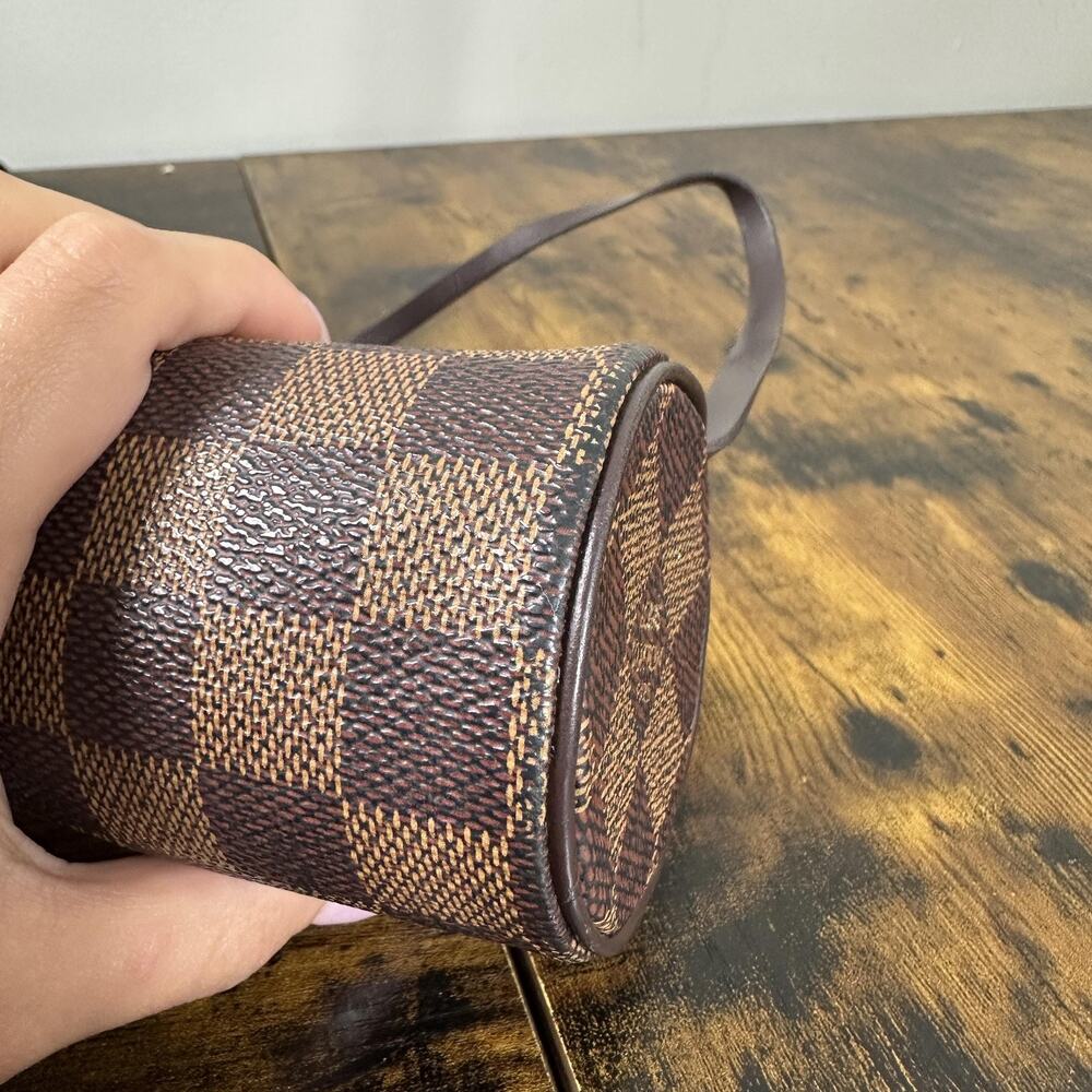 Louis Vuitton Mini Papillon Accessories Pochette Bag Brown Damier Canvas Leather - Picture 13 of 16